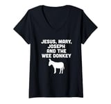 Womens Jesus, Mary, Joseph and the Wee Donkey V-Neck T-Shirt