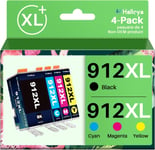 Lot de 4 cartouches d'encre 912XL 912 XL de remplacement pour HP 912XL pour OfficeJet 8010 8012 8013 8014 8015 8017 8018 OfficeJet Pro 8022 8023 8024 8025(Q1449)