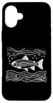 Coque pour iPhone 16 Plus Line Art Poisson Aquariste & Ichtyologiste Truite arc-en-ciel