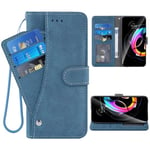 ELISORLI Phone Cover for Motorola Edge 30 Neo Wallet Case Wrist Strap Lanyard Slot Mobile Stand Leather Credit Card Holder Magnetic Flip Folio Purse Cell Accessories 5G Girls Women Men Blue