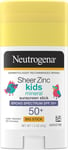 Neutrogena Sheer Zinc Oxide Kids Mineral Sunscreen Stick, Broad Spectrum SPF 50