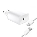 SiGN iPad USB-C PD Hurtiglader 20W med USB-C til USB-C-kabel, 1m - Hvit