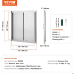 Porte d'Accès pour Barbecue-VEVOR-Simple Porte de Cuisine Extérieure 790x790x46 mm-Placard Extérieure, Jardin-Argenté