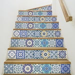 Stickers adhésifs escalier carrelages | Sticker Autocollant contremarche Carreaux de ciment – Stickers contremarche carrelages | Escalier carreaux de ciment adhésif - azulejos – 15 x 105 cm - 4 bandes