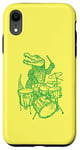 Coque pour iPhone XR Crocodile jouant de la batterie en forme de crocodile, percussion, reptile