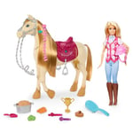 Barbie, Bundle, Mystères Le Grand Cheval Poursuite Danse et Cheval de Spectacle (HXJ42) + Poupée Mysteries Le Grand Cheval Chasse (HXJ38), 2 jouets pour enfants + 3 ans