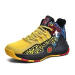 Herrbasketbollskor Snörning High Top Sneakers Herr Retro Basketbollskor Andningsbara Trend Herr Sneakers Walking Shoes Svart och gul 2 Black and yellow 2 44