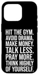 Coque pour iPhone 16 Pro Gym, argent, prière - Hustle, Success, Grind, Motivation