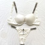 Sexiga Underkläder Komfort Kvinnor Set Push Up BH Victoria's Secret Underkläder Set Kvinnlig Underkläder Vetement Femme Vit White White 75B