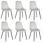 ALESSIA - Lot de 6 Chaises Velours Côtelé Gris Clair