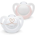 NUK Star Baby Dummy | 0-6 Months | Soothes 99% of Babies | BPA-Free Silicone Soothers | Pink | 2 Count