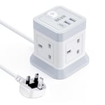 3M Extension Lead Cube With USB, BEVA 4 Gang Extension Socket With 3 USB Ports, Power Strip With Switch Multi Plug Extension with 3 Metre Long Cable For Home Office Travel