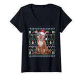 Womens Ugly Coyote Lovers Xmas Sweater Santa Christmas V-Neck T-Shirt