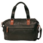 Shalimar Carry Bag/Weekender Made from Grease-Tanned, Soft Full-Grain Cowhide Leather, Colour: Black