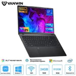 PC portable 16,1FHD+ Windows 11, 24 Go de RAM 512 Go SSD Intel Celeron N5095 (2,0 GHz) angle d'ouverture de 170° Clavier AZERTY