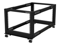 Startech.Com 8U 19" Open Frame Server Rack, 4 Post Adjustable Depth 23-41" Mobile, Free Standing Rolling Network/Computer Equipment Data Rack, Dell Poweredge, Hp Proliant Thinkserver - Adjustable Server Rack (4Postrack8u) - Rack Öppen Ram - 4 Stolpa