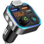 Lifcausal - Transmetteur Bluetooth 5.3 fm robuste pour voiture, [Pd 18w + qc 3.0] [microphone plus fort et son de Basse Haute fidélité] allume