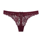 YUHOOE Women's Briefs Knickers,Sexy Lace Lingerie G-String Temptation Low-Waist Panties Transparent T-Back Thong Soft Breathable Underwear Knickers Fashionable(Wine Red),M(Waist62,70cm)