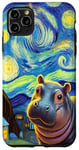 Coque pour iPhone 11 Pro Max Hippo Pygmée Moo Deng Et Nuit Étoilée