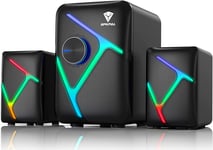 2.1 Computer Speakers for Desktop with Subwoofer, Dynamic RGB PC Speakers with 1