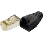 Connectique RJ45 CAT 5e, blindé LogiLink MP0012 RJ45 mâle, droit Pôle: 8P8C noir 100 pc(s)