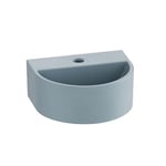 EMKE Lavabo Semi-Circulaire 303 x 255 x 120 mm, Lavabo Suspendu à Fixer au Mur, Lavabo en Céramique pour WC Invités et Salle de Bain, Design Moderne, Bleu gris clair matt