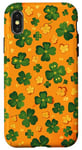 Coque pour iPhone X/XS Orange Abstrait Polka Dots Irish Shamrock Mandala Téléphone