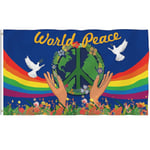 Peace Flag, Peace Dove World Peace Sign Symbol Flagga för uteplats gräsmatta hem utomhus inredning G