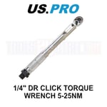 US PRO Tools 1/4" Drive Click Torque Wrench 5 - 25Nm 6795