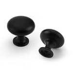 Probrico 6 Pièces Bouton de Meuble, Tiroir de Poignée avec 2 Vis de Taille, Noir Meuble Poignées, Poignées de Tiroir Rondes, Boutons de Porte pour Cuisine, Bureau, Chambre, Placard (30mm)