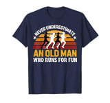 Old Man Running Humor Fitness Lover Funny Senior Runner T-Shirt