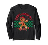 Can't Catch Me Gingerbread Skateboard Christmas Boys Kids Long Sleeve T-Shirt