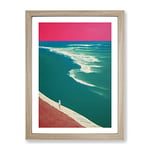 Alone On The Beach Framed Print for Living Room Bedroom Home Office Décor, Wall Art Picture Ready to Hang, Oak A4 Frame (34 x 25 cm)