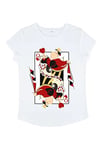 Disney Women's Alice in Wonderland-Queen of Hearts Organic Rolled Sleeve T-Shirt, White, M