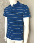 LACOSTE BLUE STRIPE POLO SHIRT REGULAR FIT SIZE 2 / XS RETAIL €120 BNWT