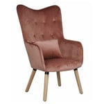 Fauteuil TV relax Fauteuil avec coussin Chaise de lecture rembourrée en tissu rose velours