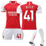 2023-2024 Arsenal Home Kids Fotbollströja Kit nr 41 RICE . nr 41 RICE Z nr 41 RICE nr 41 RICE 10-11 Years