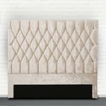 MEUBLER DESIGN Tête De Lit Capitonné Avec Strass Focus - Beige - 140 Cm, Tissu, Rectangulaire, Style Baroque, 140 x 4.5 x 83 cm