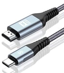 Câble USB C vers HDMI 4K 5M,[Compatible Thunderbolt 3] Câble USB Type C vers HDMI, Nylon Braided Compatible avec i Phone 16 15 Pro Max,MacBook Pro/iPad Pro/Air,Samsung Galaxy S24/S23/S22/S21/S10/S9