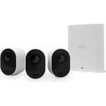 Arlo Ultra 2 - Paket med 3 trådlösa wifi-övervakningskameror - Vit - 4K - 6 månaders batteri - 180° synfält