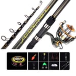 Fishing Gear Set Fishing Rod ，Telescopic Reel Combos with Carbon Fiber Fishing Pole Spinning Reels and Accessories for Travel Ocean Saltwater Freshwater 2.4m-5.4m Best Gift ( Color : A , Size : 2.7M )