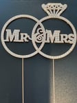 Rose Gold Mr & Mrs Circle Ring Gem Cake Topper Anniversary Diamond for Wedding