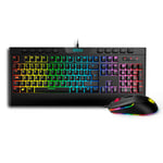 KROM Ensemble Clavier Souris KALYOS -NXKROMKLYSSP- Combo Gaming, Clavier à membrane, Rétroéclairage RGB, Souris avec Capteur optique 6400 DPI LED 6 couleurs, Layout Spagnol, Noir