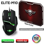 Pack Souris Spirit of Gamer ELITE-M10 Noir + Tapis Aile de crâne M