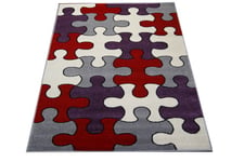 Lastenhuoneen matto Puzzle 125x170 cm, harmaa/violetti