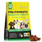 Probiotics for Dogs - 60PC Probiotic Digestive Soft Chews for Dog - Support Seasonal Allergies, Itchy Ears, Dog Probiotic Supplement Treats for Boost Pet Immune System - 60 PCs/Duck Flavour