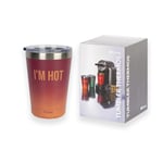 fisura. – Mug Isotherme original I’m hot. Tasse Isotherme à café pour emporter, dégradé grenat. Tasse à café de 310 ml. Tasse thermique en acier inoxydable. Sans BPA. Tasse pour voiture.