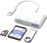 Lecteur De Carte Usb C Vers Sd,Adaptateur De Carte Mémoire Usb C Vers Micro Sd Tf Compatible Avec Ipad,Macbook Pro/Air,Adaptateur De Lecteur De Carte Pour Appareil Photo Usb 3 En 1 Pour Xps,Galaxy