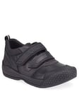 Start-rite Older Boys Strike Black Leather Durable Double Riptape School Shoes, Black Leather, Size 4 Older