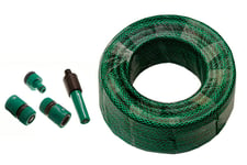 35 Metre Green Braded Garden Hose Pipe + Hozelock Compatible Connectors | Onesto